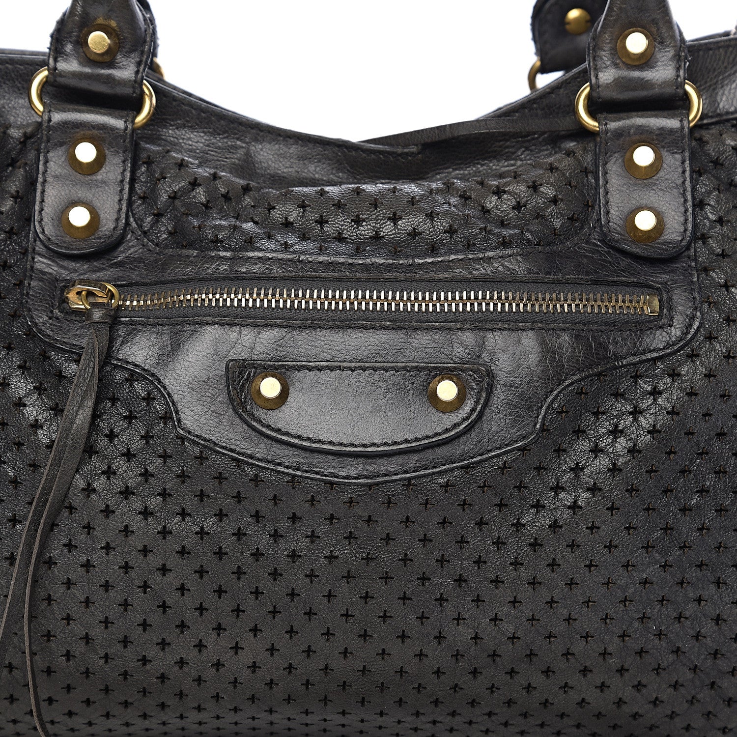 Balenciaga Agneau Laser Cut Cross Classic Gold Hardware City Grey 7 of 9
