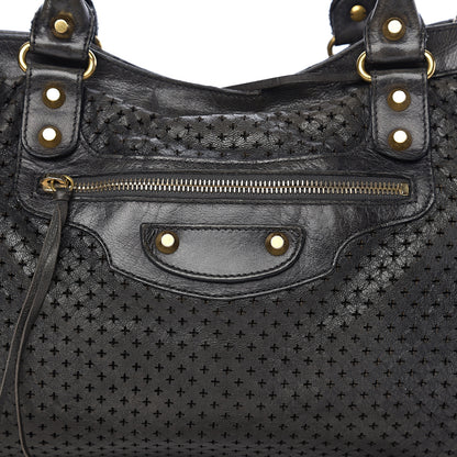 Balenciaga Agneau Laser Cut Cross Classic Gold Hardware City Grey 7 of 9