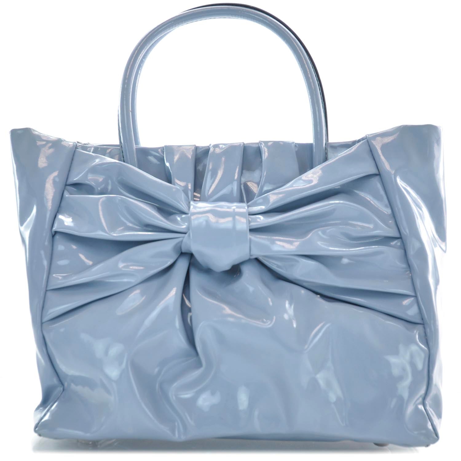 Valentino Garavani Patent Lacca Bow Tote Blue 1 of 9
