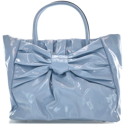Valentino Garavani Patent Lacca Bow Tote Blue 1 of 9