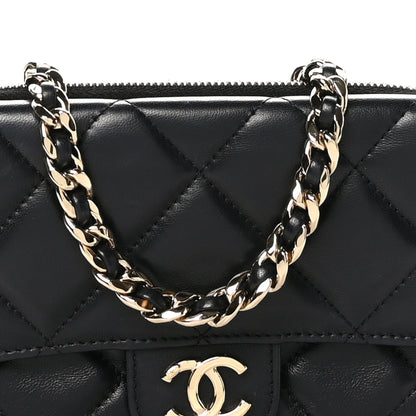 Chanel Lambskin Quilted Resin Bi-Color Flap Phone Holder With Chain Black 9 of 12