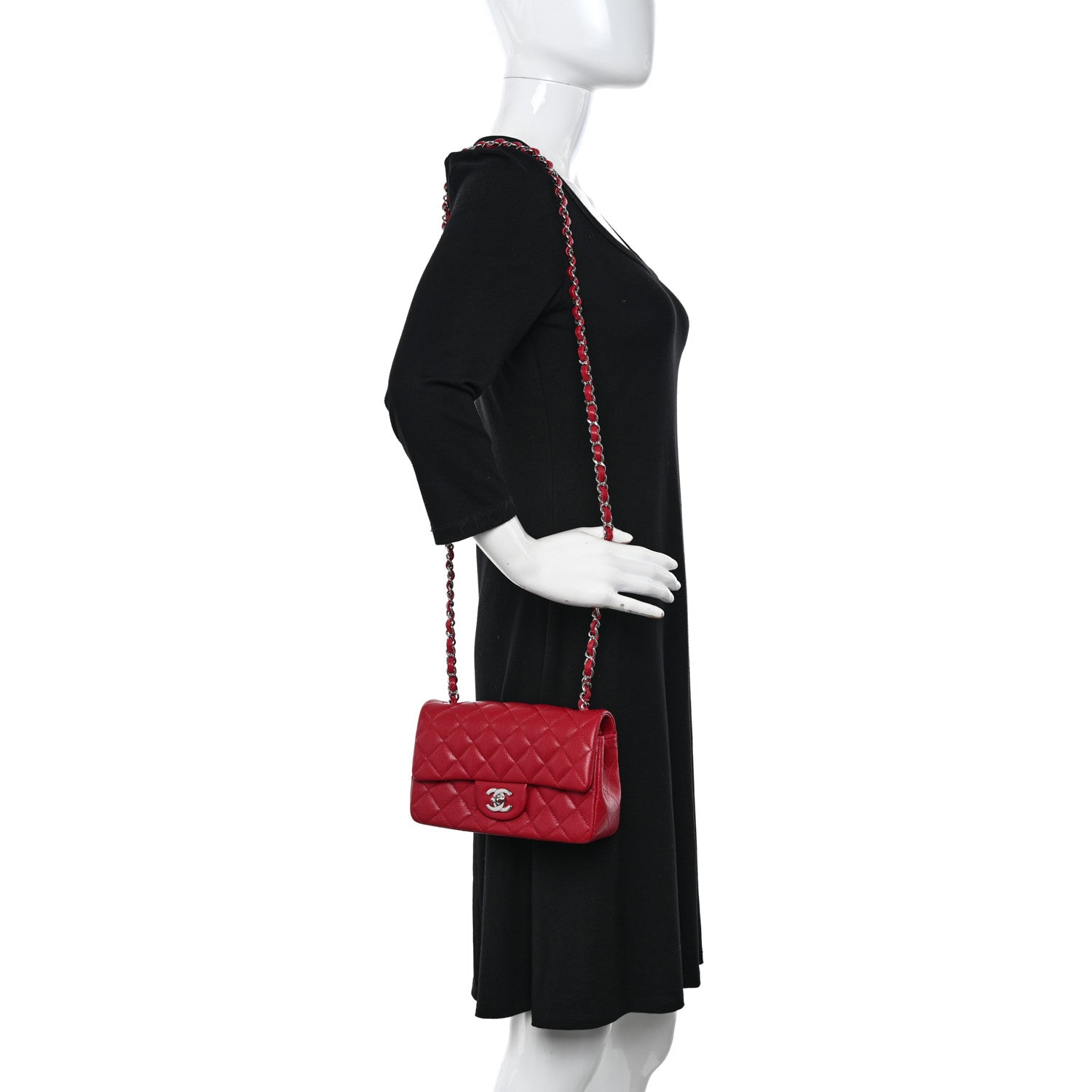 Chanel Caviar Quilted Mini Rectangular Flap Dark Pink 2 of 11
