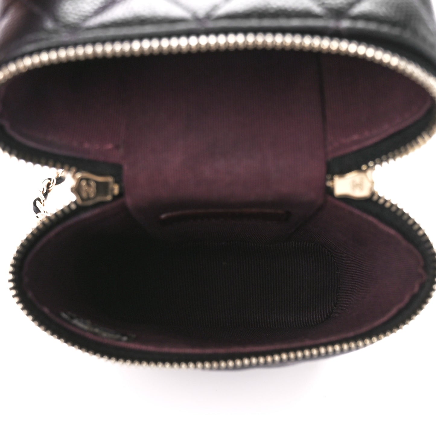 Caviar Quilted Phone Holder With Chain Black