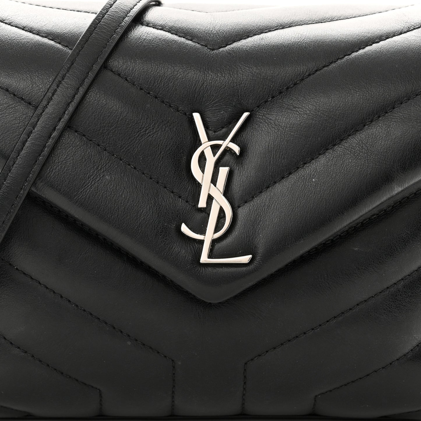 Calfskin Y Quilted Monogram Toy Loulou Crossbody Bag Black