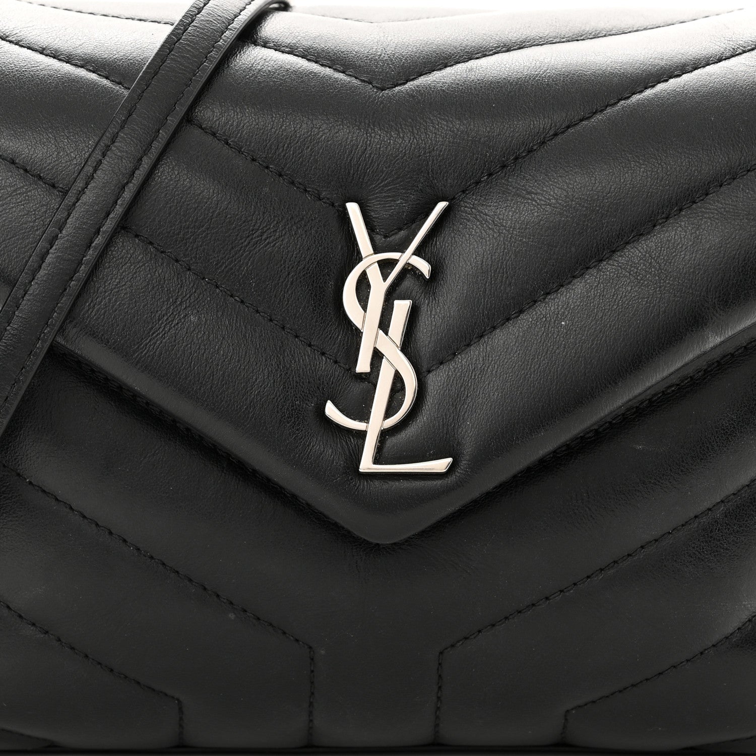 Saint Laurent Calfskin Y Quilted Monogram Toy Loulou Crossbody Bag Black 9 of 12