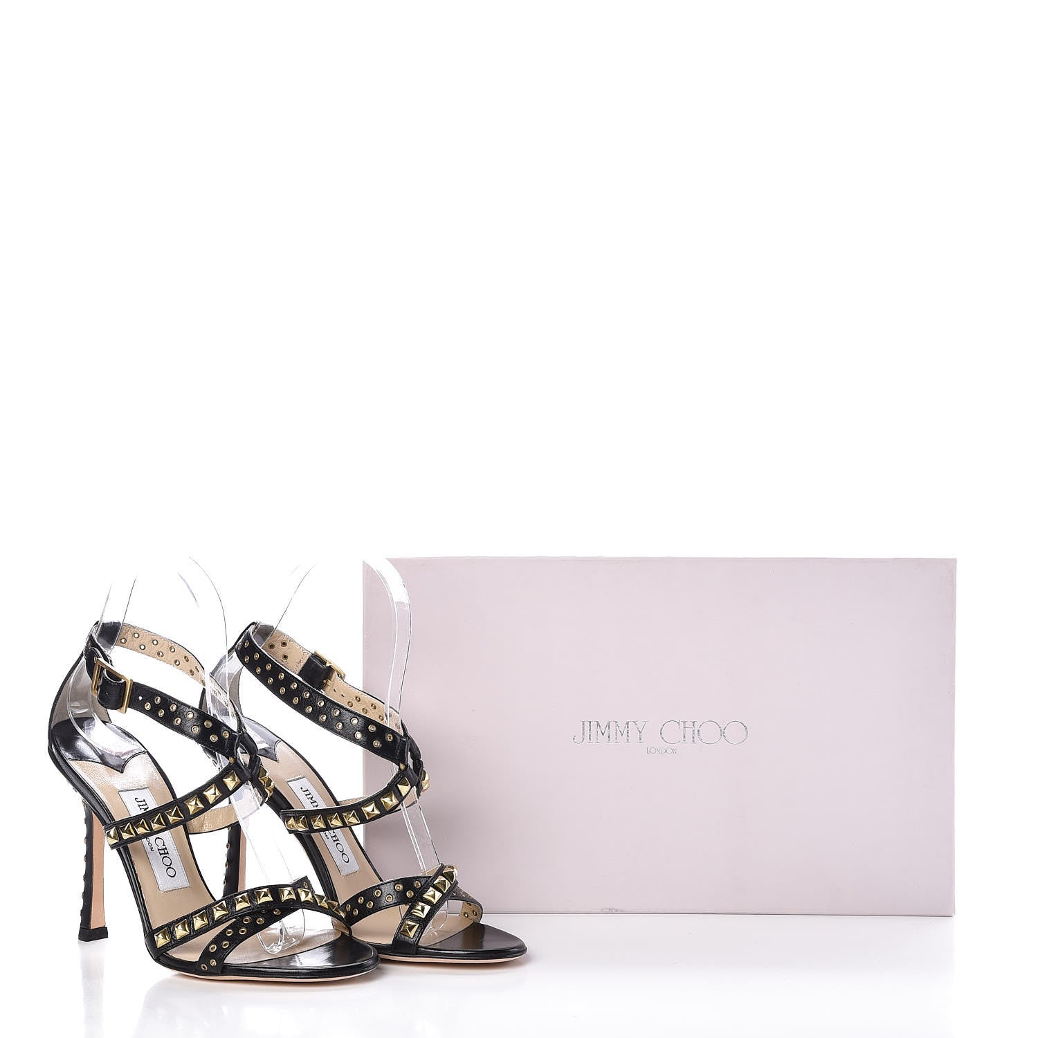 Jimmy Choo Calfskin Studded Inga Strappy Sandal 36 Black 9 of 9