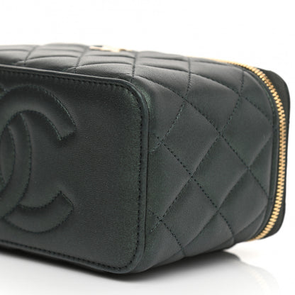 Chanel Iridescent Lambskin Quilted Small Top Handle Vanity Case With Chain Dark Green 11 of 12