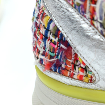 Chanel Tweed Lambskin Runway Sneakers 41 Silver Multicolor 8 of 13