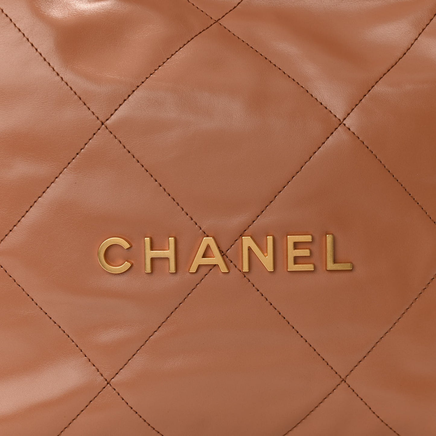 Shiny Calfskin Quilted Small Chanel 22 Camel