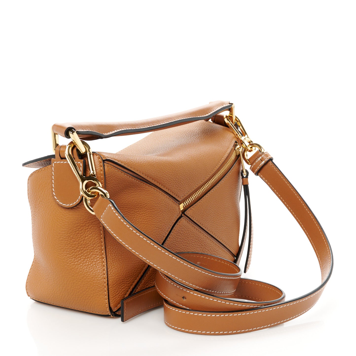 Grained Calfskin Small Puzzle Bag Tan