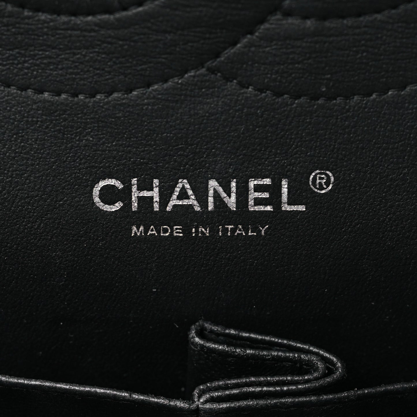 Striated Patent Quilted Jumbo Double Flap Black