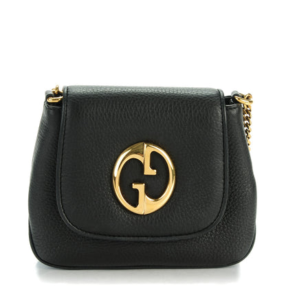 Gucci Pebbled Calfskin Small 1973 Chain Shoulder Bag Black 1 of 7