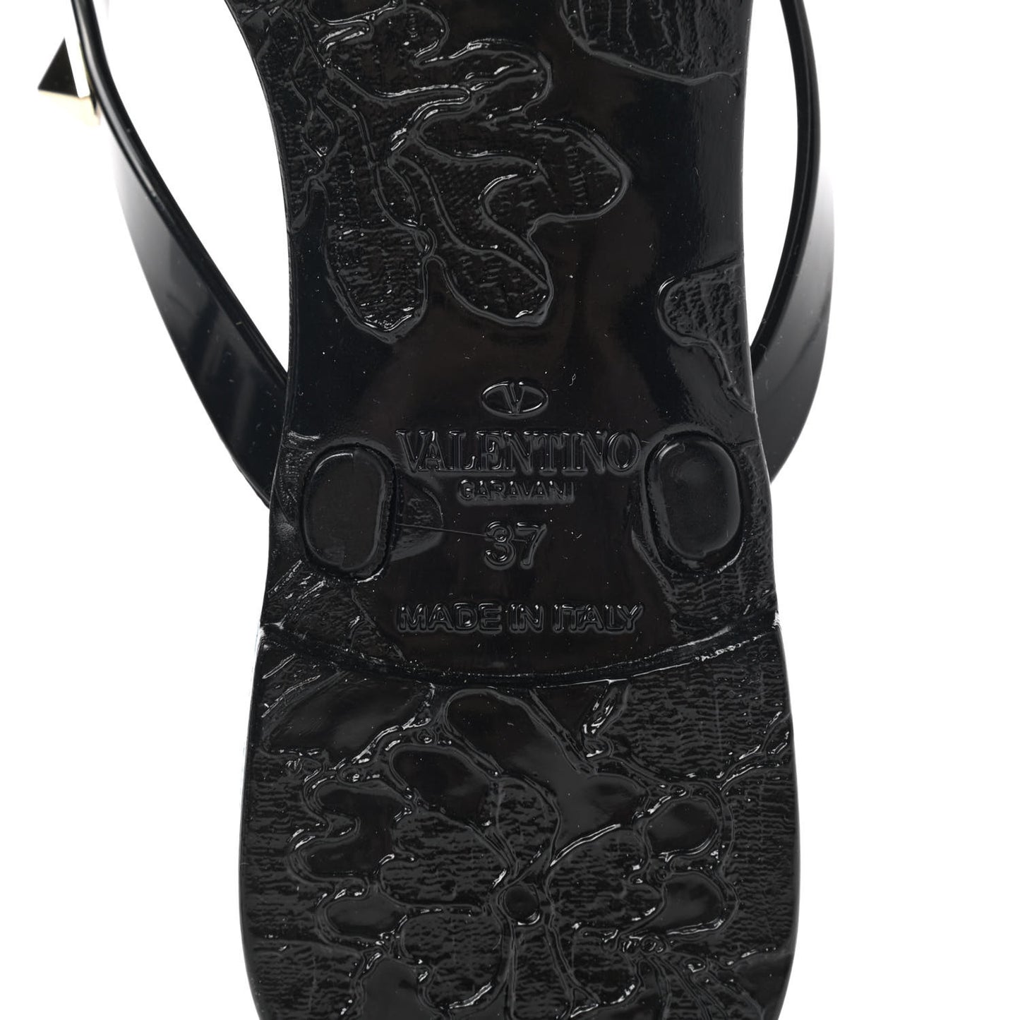 PVC Jelly Rockstud Bow Thong Sandals 37 Black
