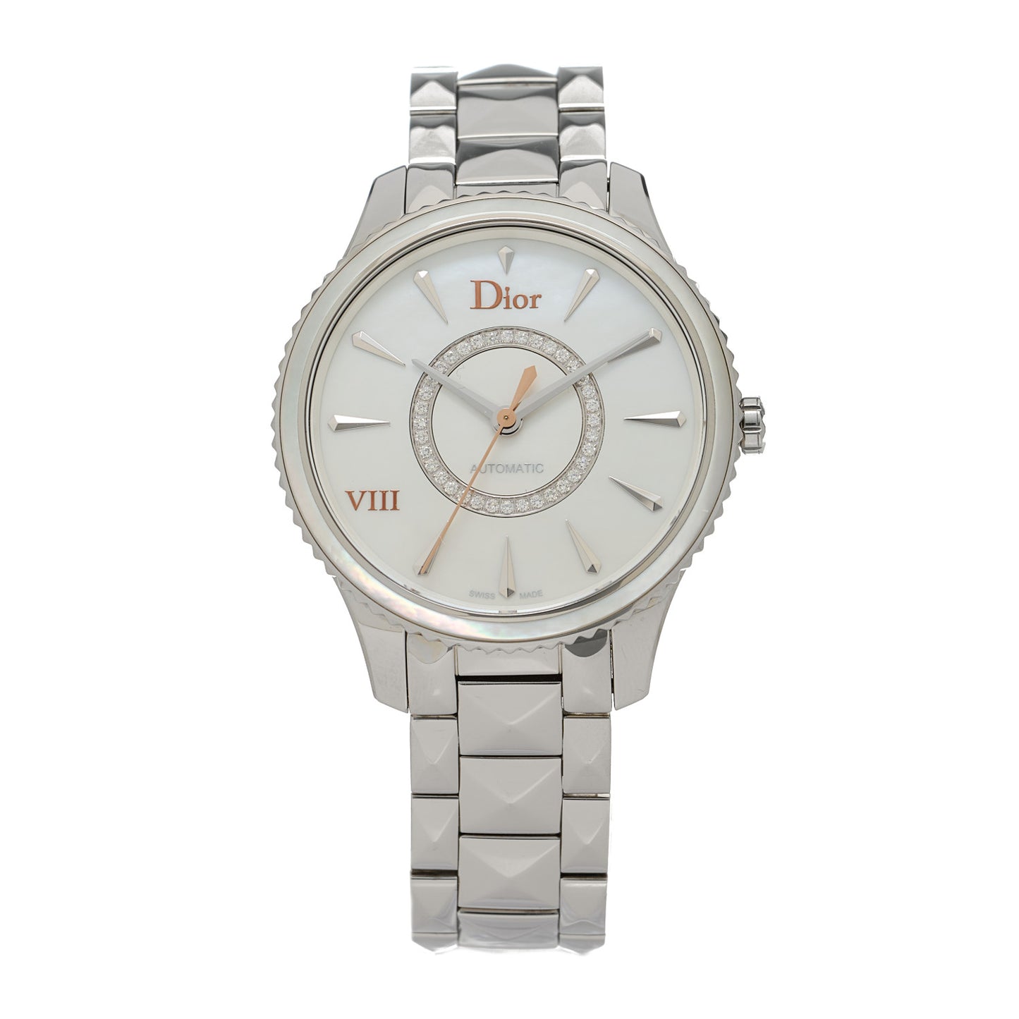 Stainless Steel Diamond Mother of Pearl 36mm Dior VIII Montaigne Automatic Watch