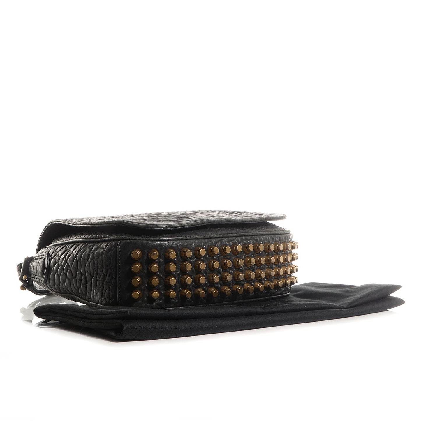 Pebbled Lambskin Lia Sling Black with Antique Brass Hardware