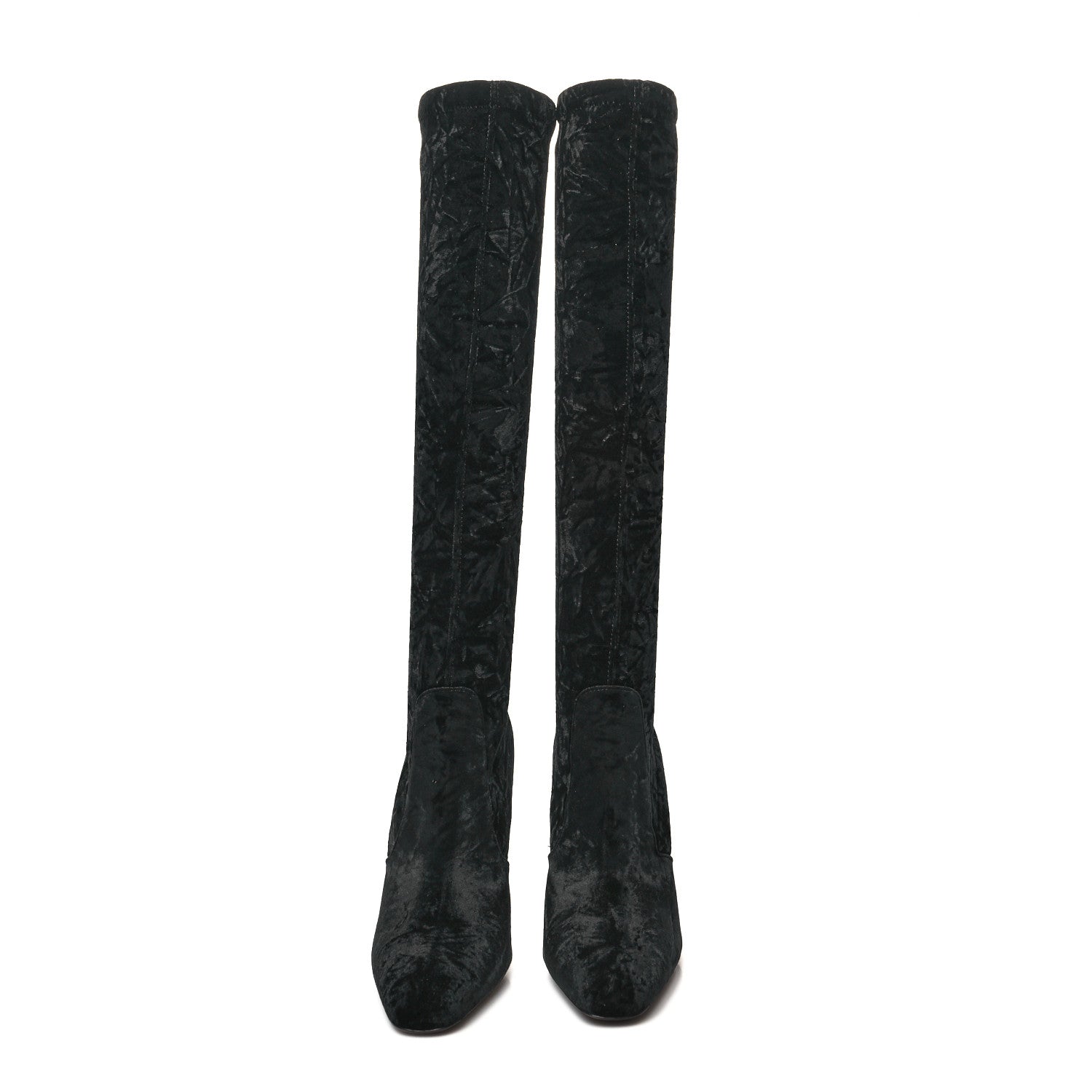 Saint Laurent Velvet Ella 110 Knee High Boots 38.5 Black 2 of 6