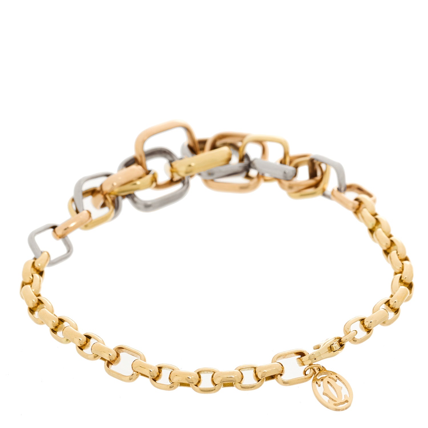 Cartier 18K Pink Yellow White Gold Trinity Cushion Shaped Bracelet 2 of 5