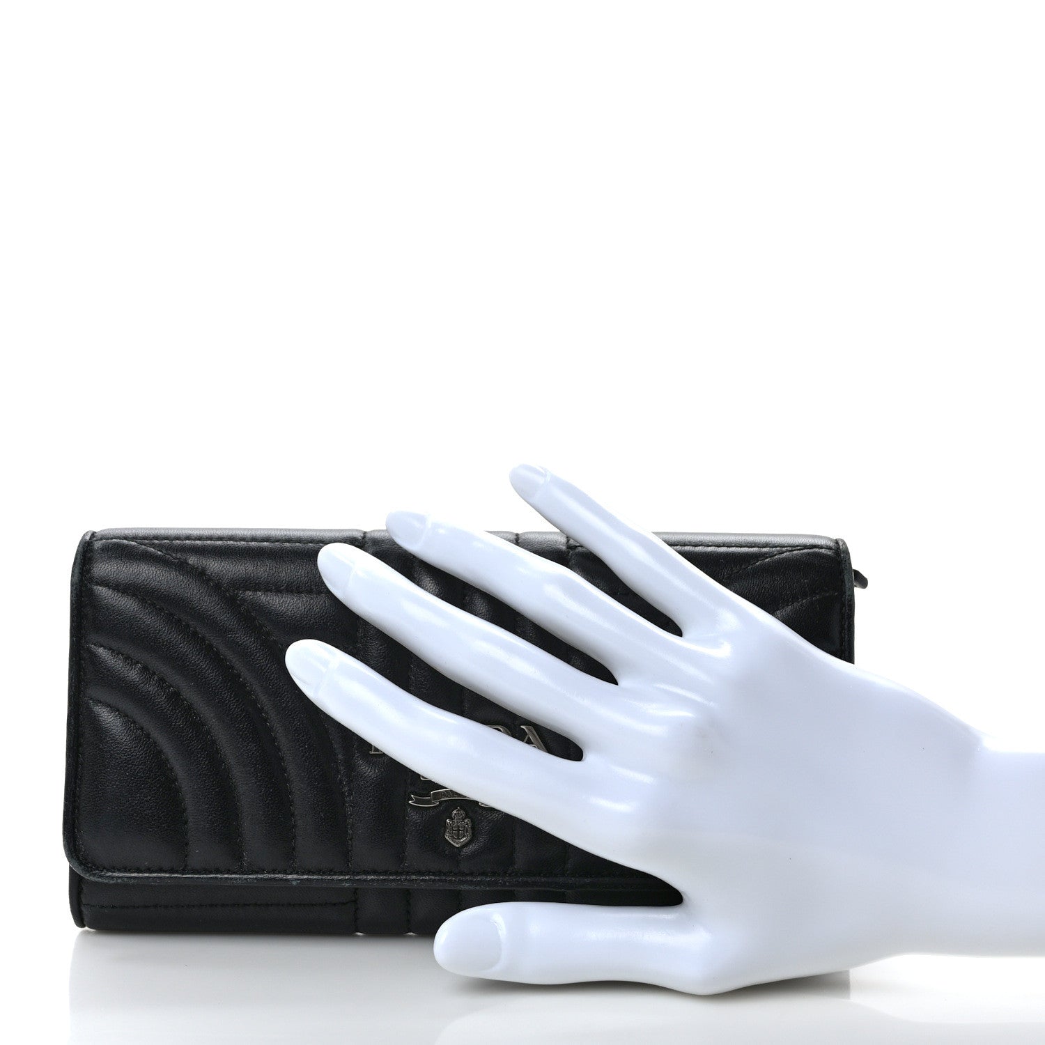 Prada Soft Calfskin Diagramme Continental Wallet Black 2 of 13