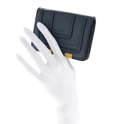 Chloe Grained Calfskin Marcie Compact Wallet Royal Navy 2 of 11