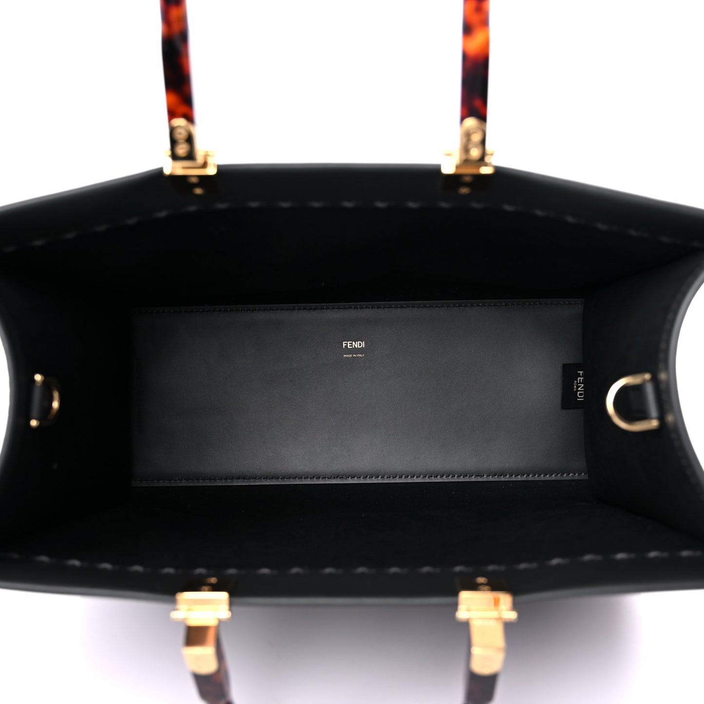 Vitello King Plexiglass Elaphe Python Print Logo Medium Fendi Sunshine Shopper Tote Dark Asphalt