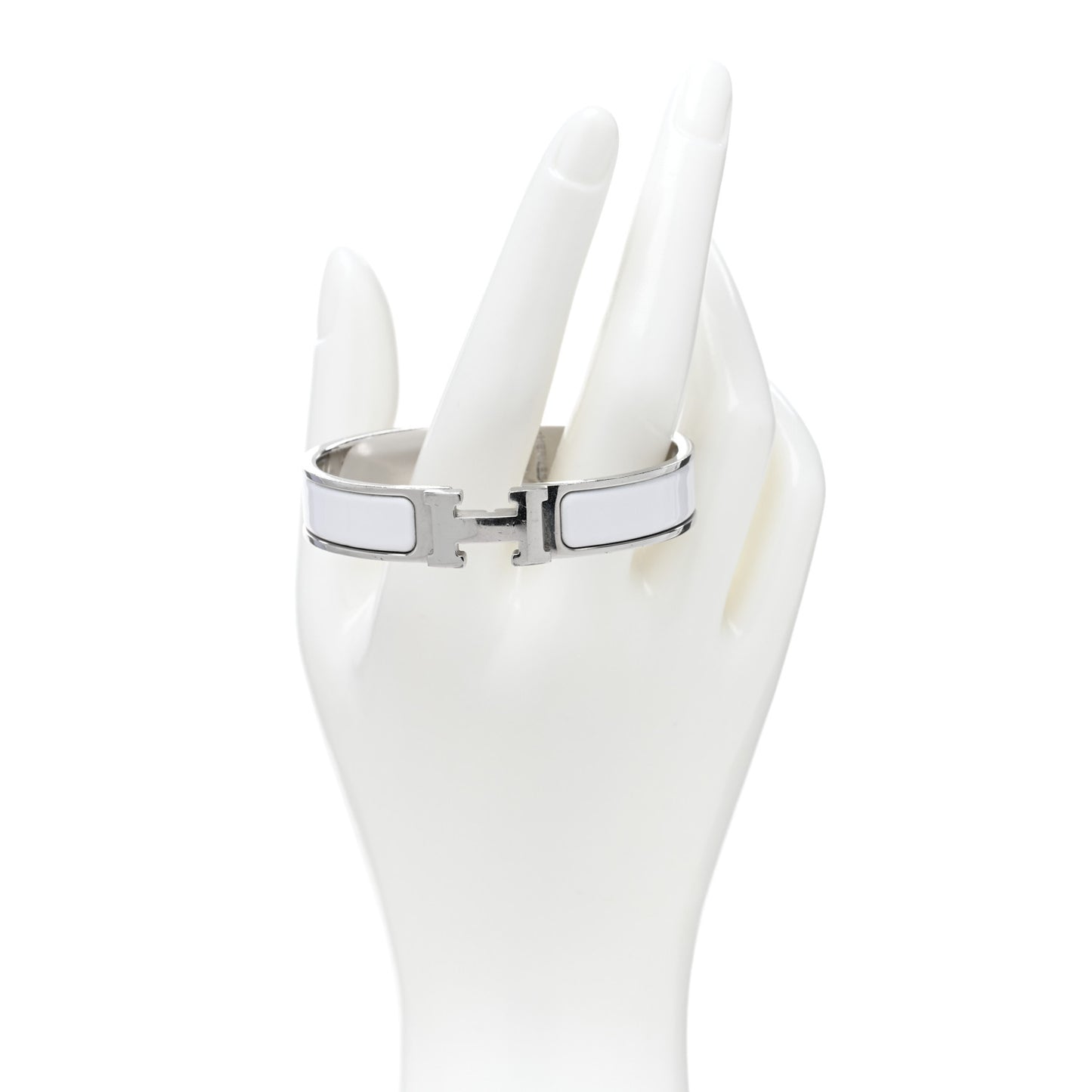 Enamel Narrow Clic Clac H Bracelet PM White