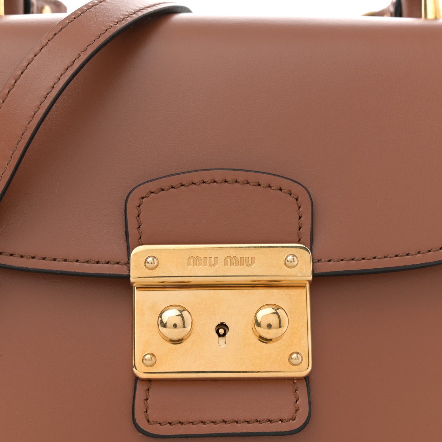 City Calf Lock Shoulder Bag Cognac