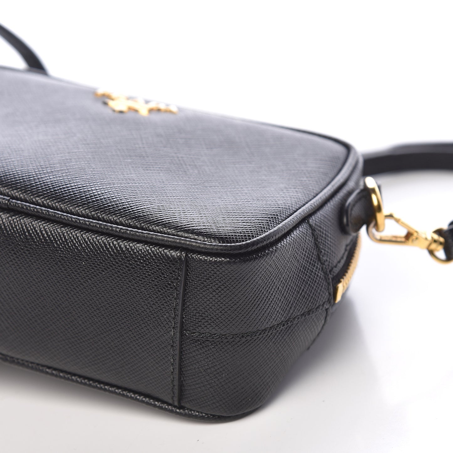 Saffiano Mini Camera Crossbody Bag Black