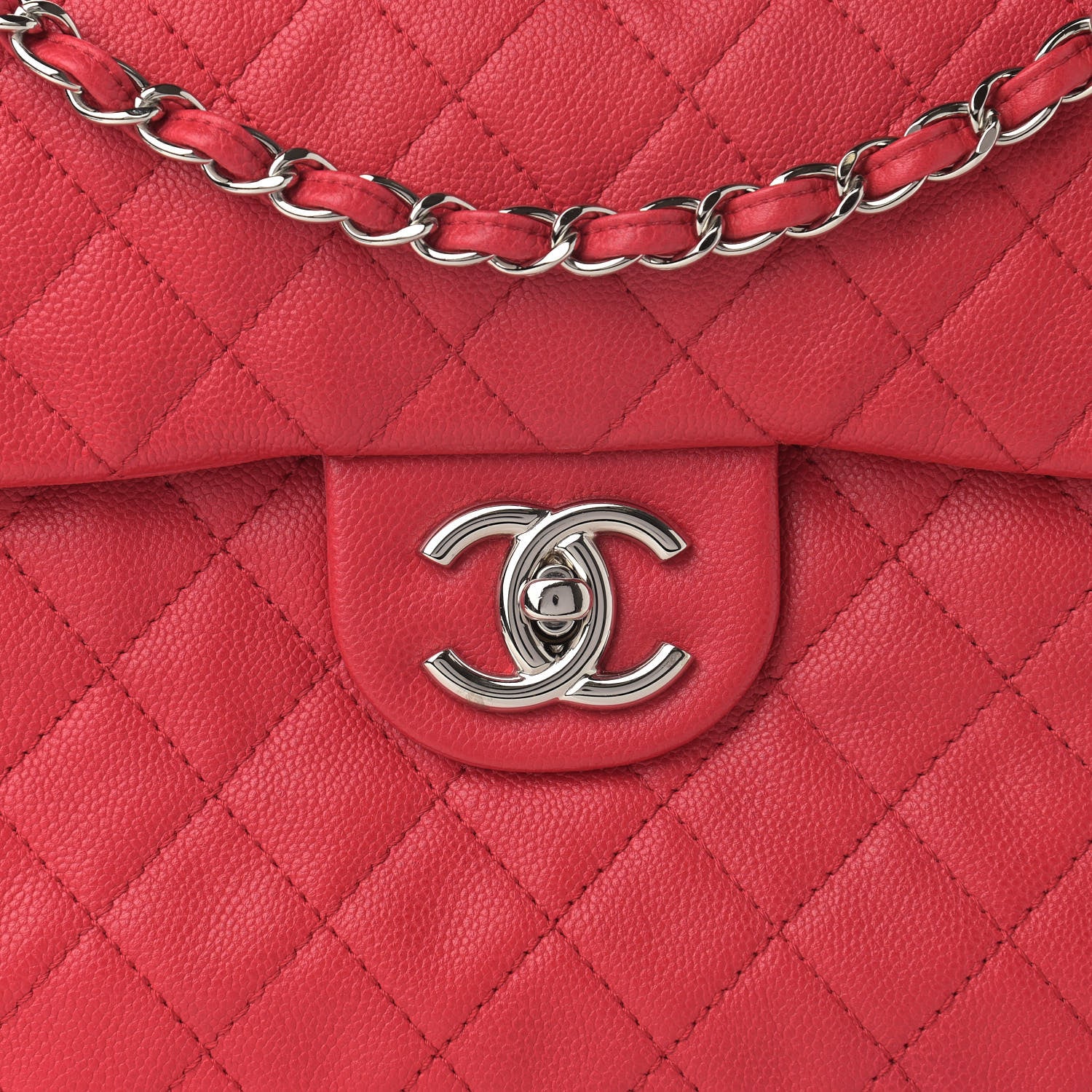 Chanel Washed Caviar Quilted Maxi Single Flap Fuchsia 10 of 10