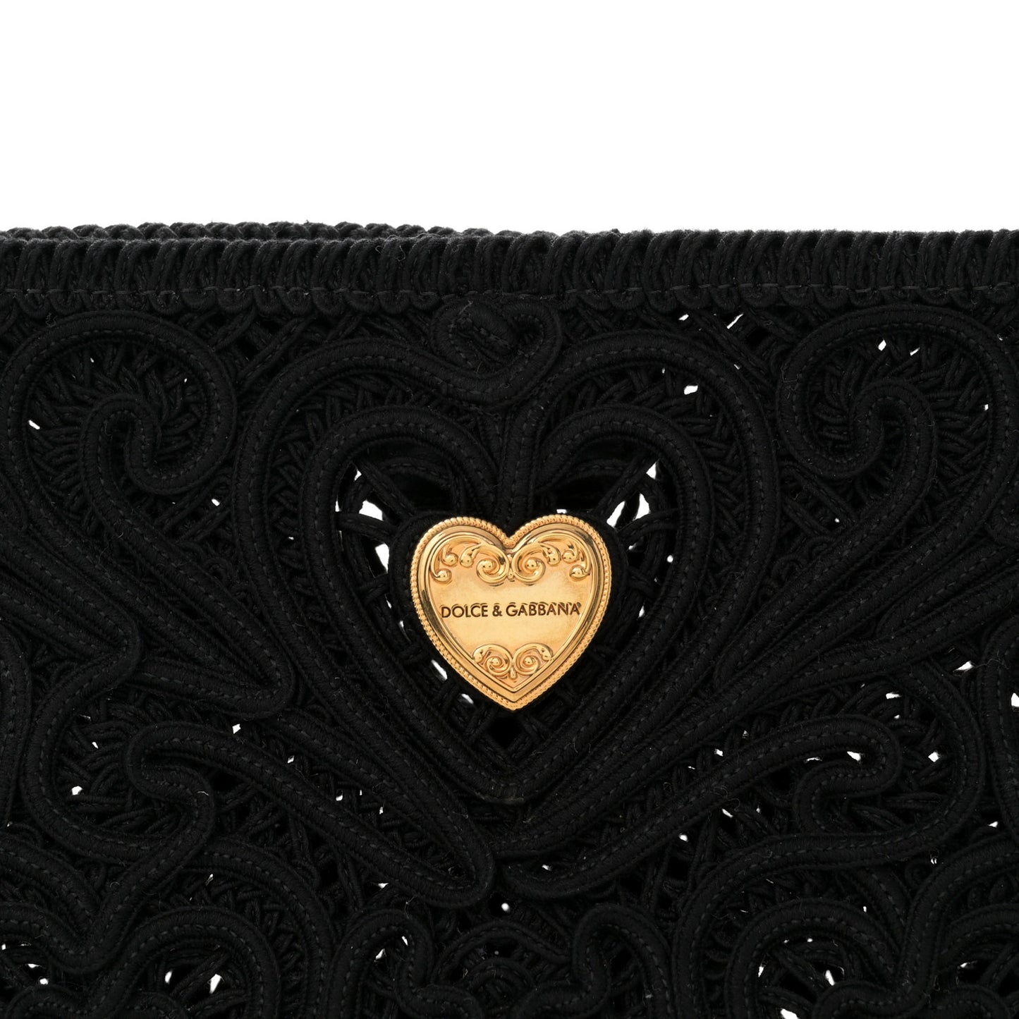 DOLCE GABBANA Cordonetto Lace Shoulder Bag Black