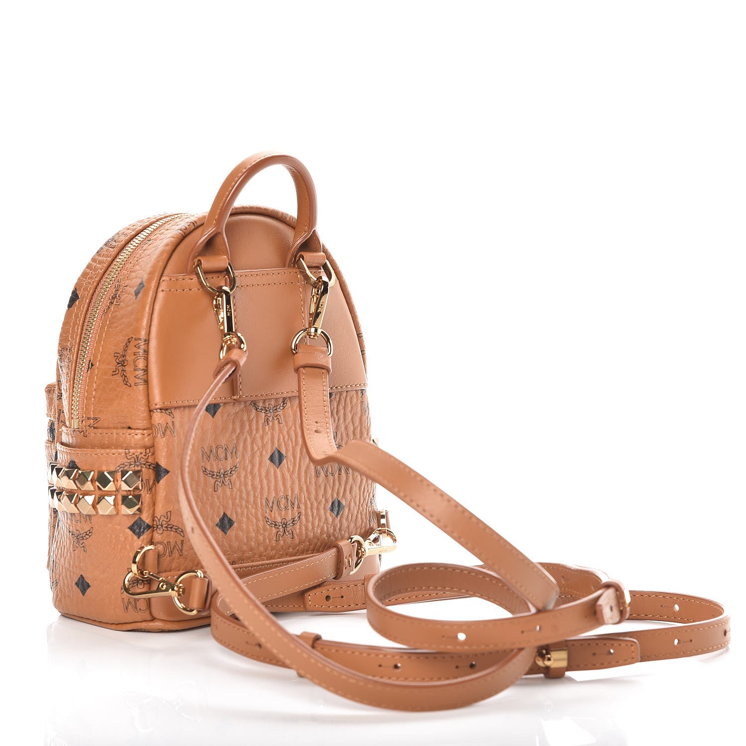 MCM Visetos Side Stud X-Mini Stark Backpack Cognac 3 of 9