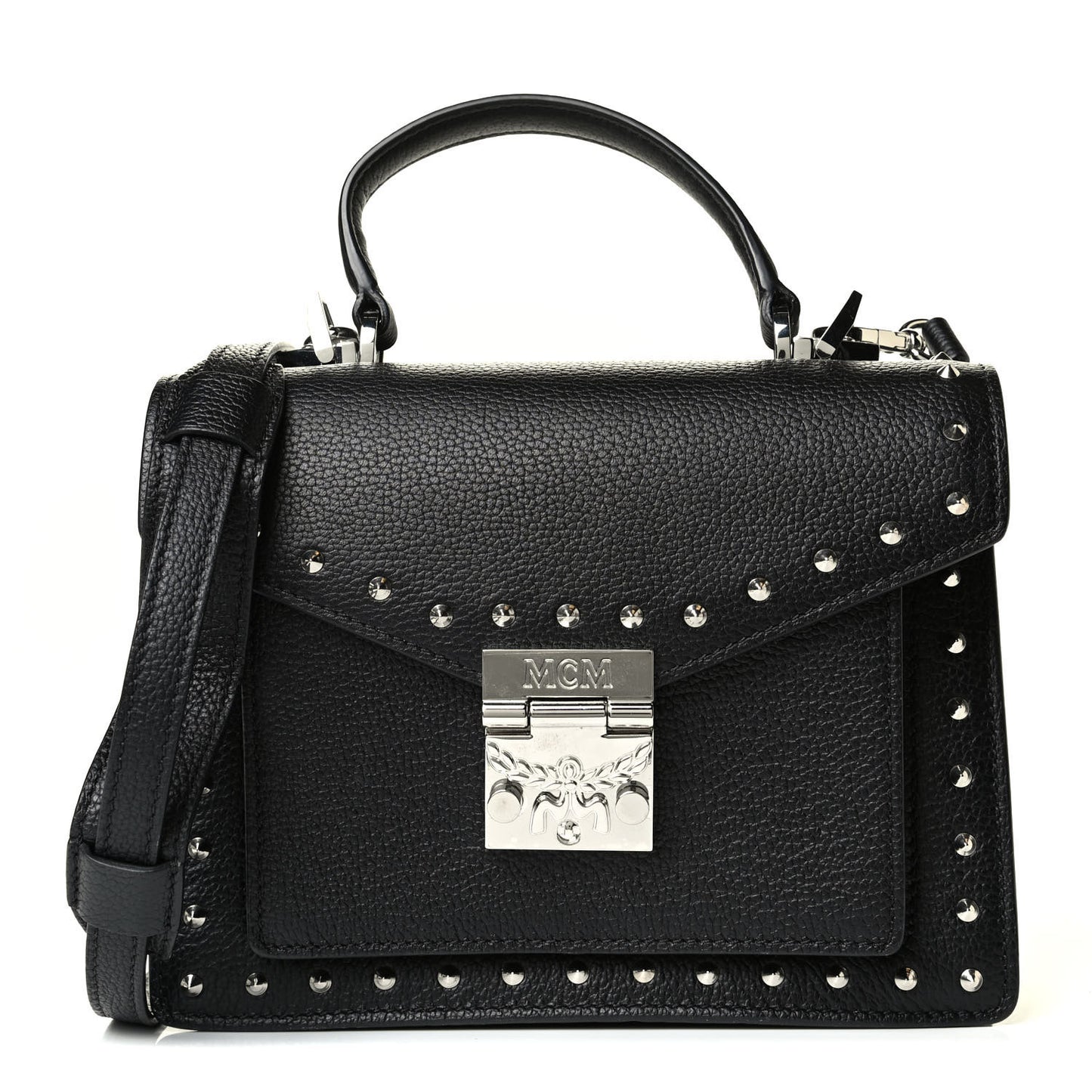 Calfskin Studded Small Patricia Satchel Black