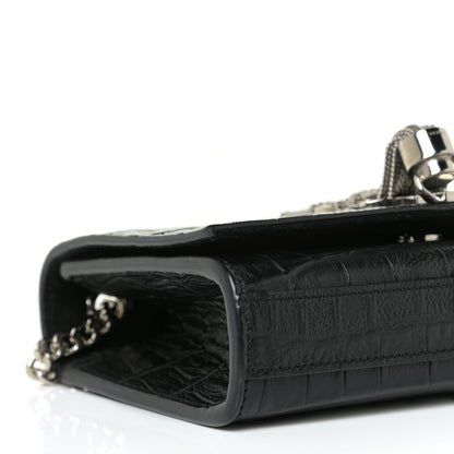 Saint Laurent Calfskin Crocodile Embossed Monogram Small Kate Tassel Satchel Black 4 of 9