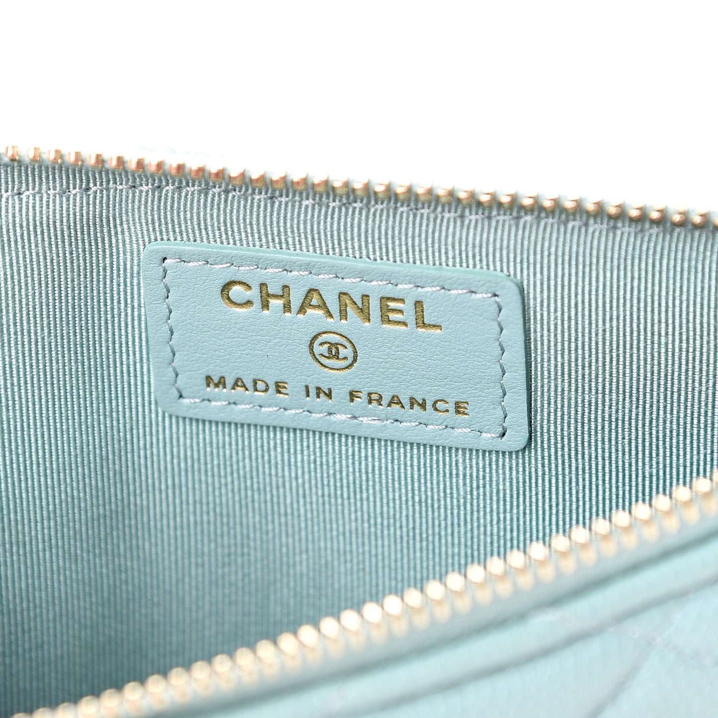 Caviar Quilted Classic Flat Wallet Pouch Light Blue