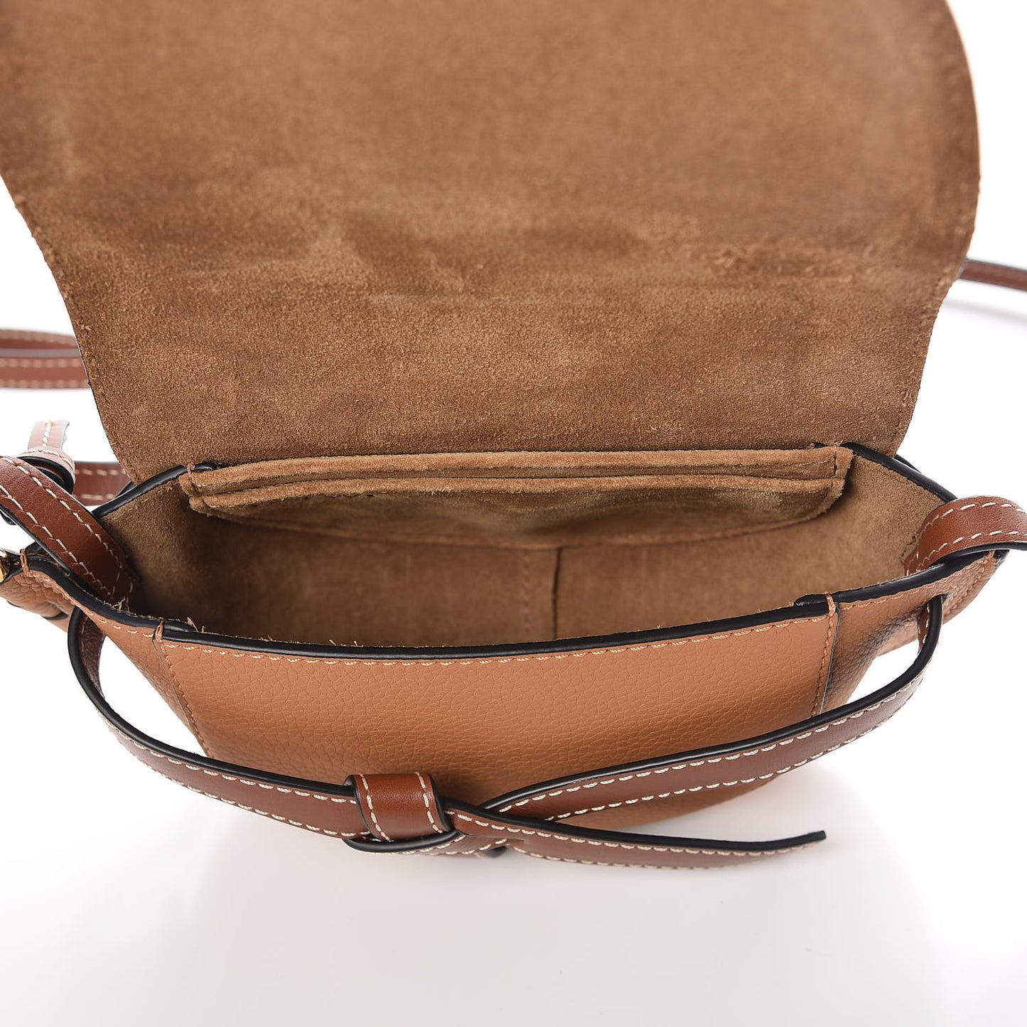 Grained Calfskin Mini Gate Crossbody Bag Caramel Pecan