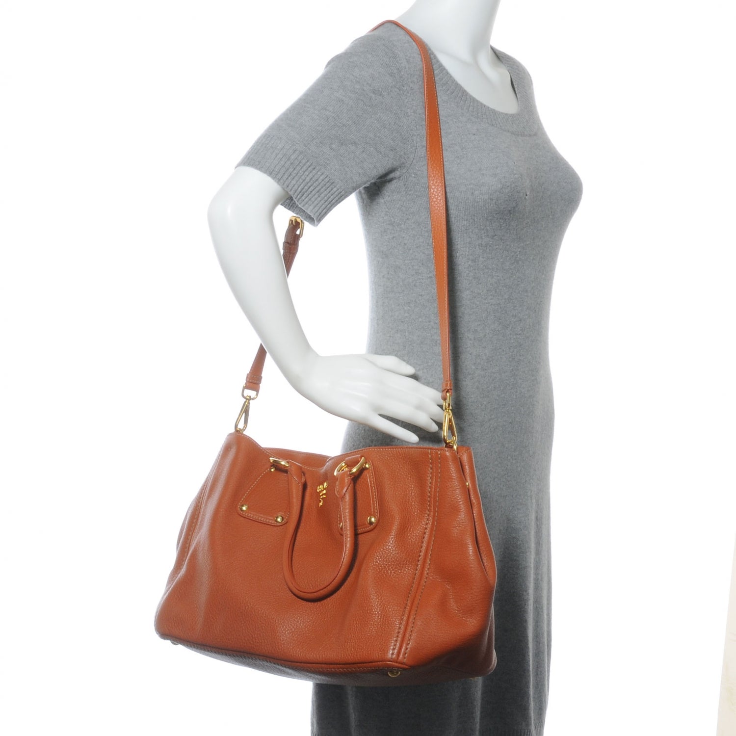 Prada Vitello Daino Tote Rame 2 of 9