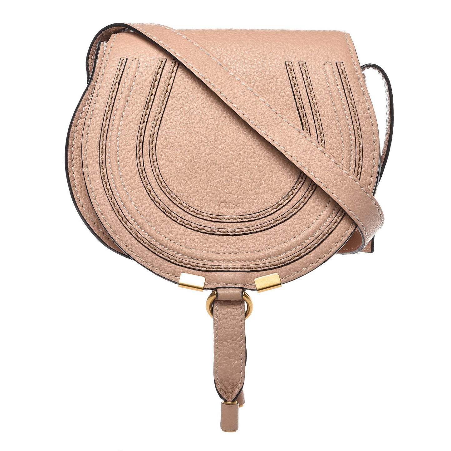 Calfskin Mini Marcie Round Crossbody Bag Blush Nude