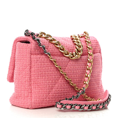 Chanel Metallic Tweed Quilted Large Chanel 19 Flap Pink 3 of 12