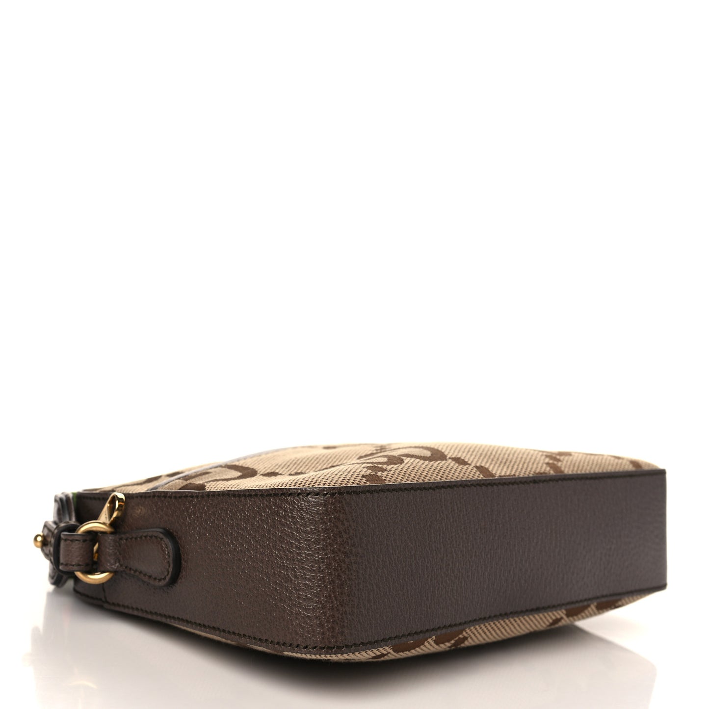 Monogram Jumbo GG Textured Dollar Calfskin Web Messenger Shoulder Bag Camel Ebony New Acero