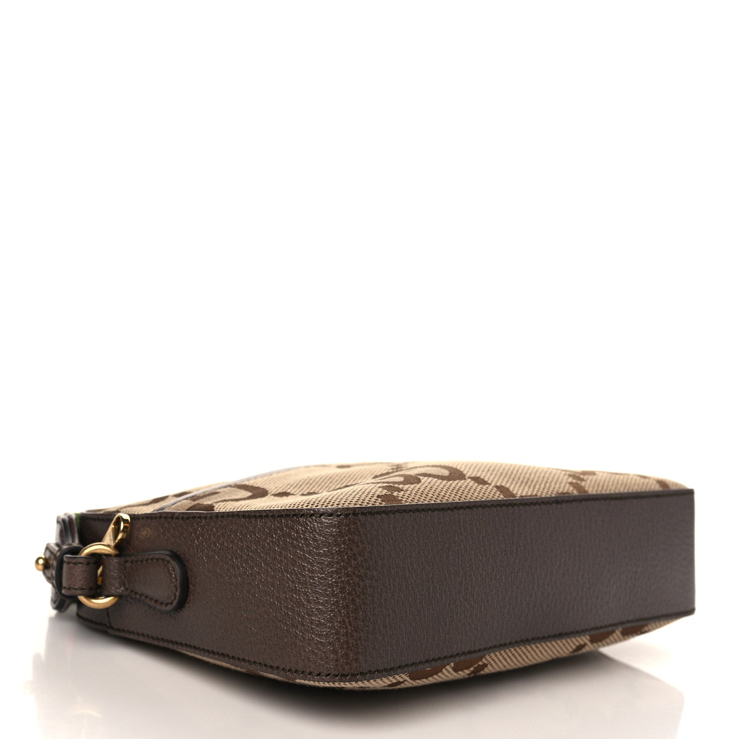 Gucci Monogram Jumbo GG Textured Dollar Calfskin Web Messenger Shoulder Bag Camel Ebony New Acero 4 of 8