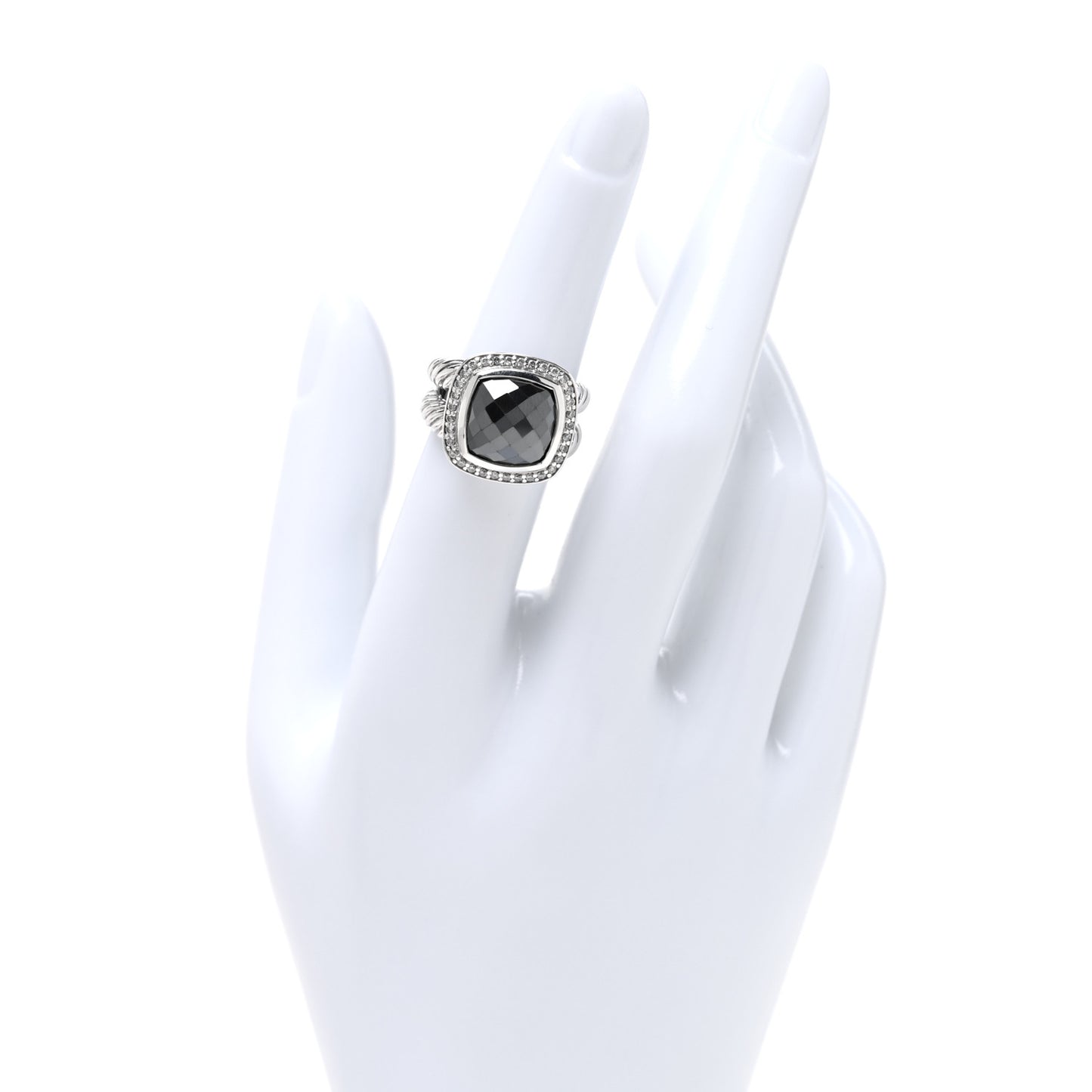 Sterling Silver Diamond Hematite 11mm Albion Ring 51 5.75