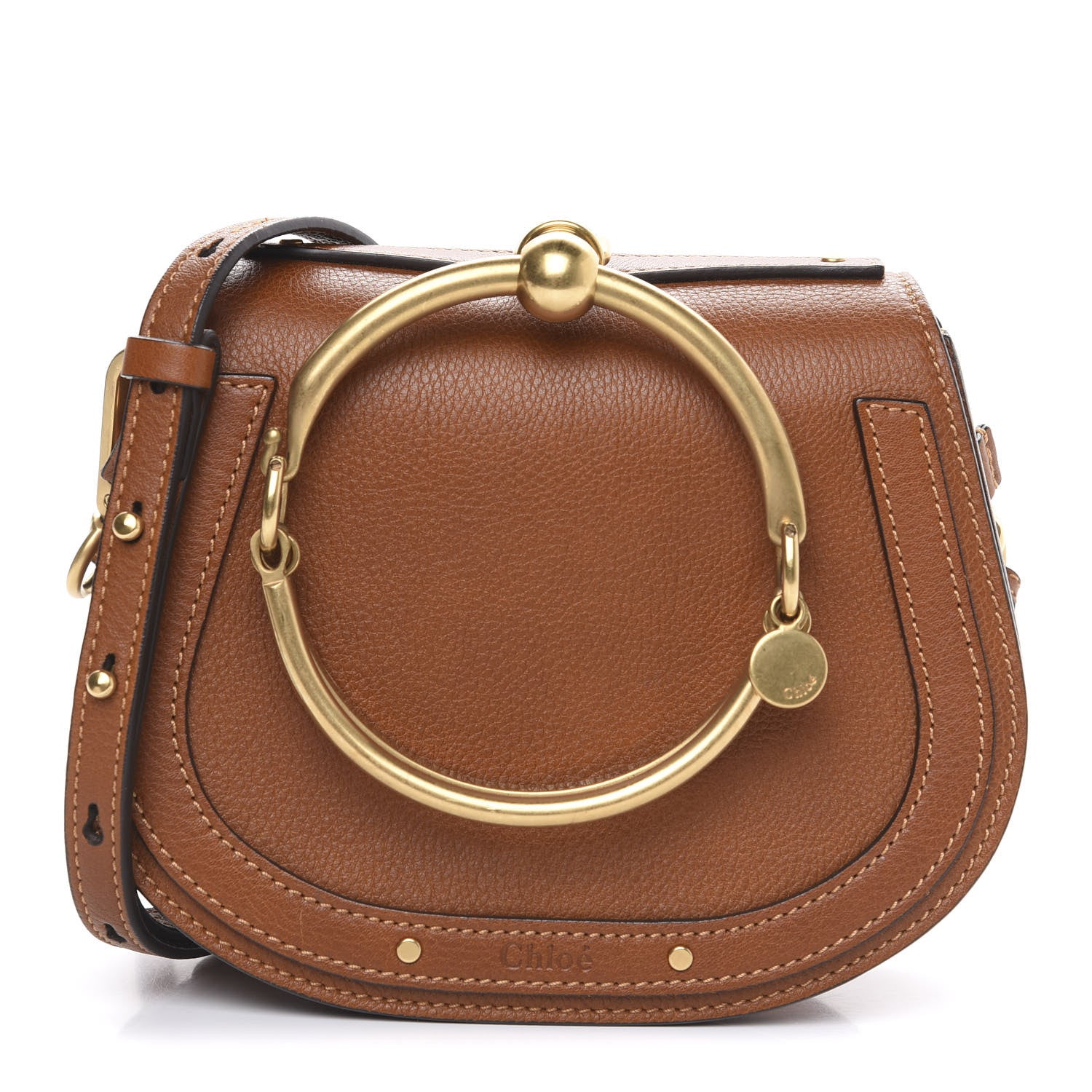 Chloe Calfskin Suede Small Nile Bracelet Bag Caramel 1 of 11