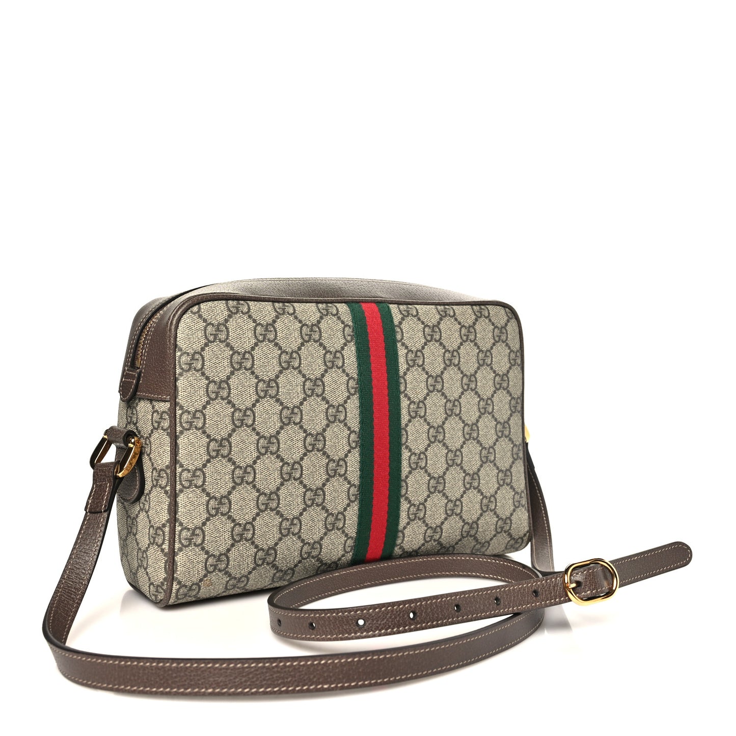 GG Supreme Monogram Web Small Ophidia Shoulder Bag Brown