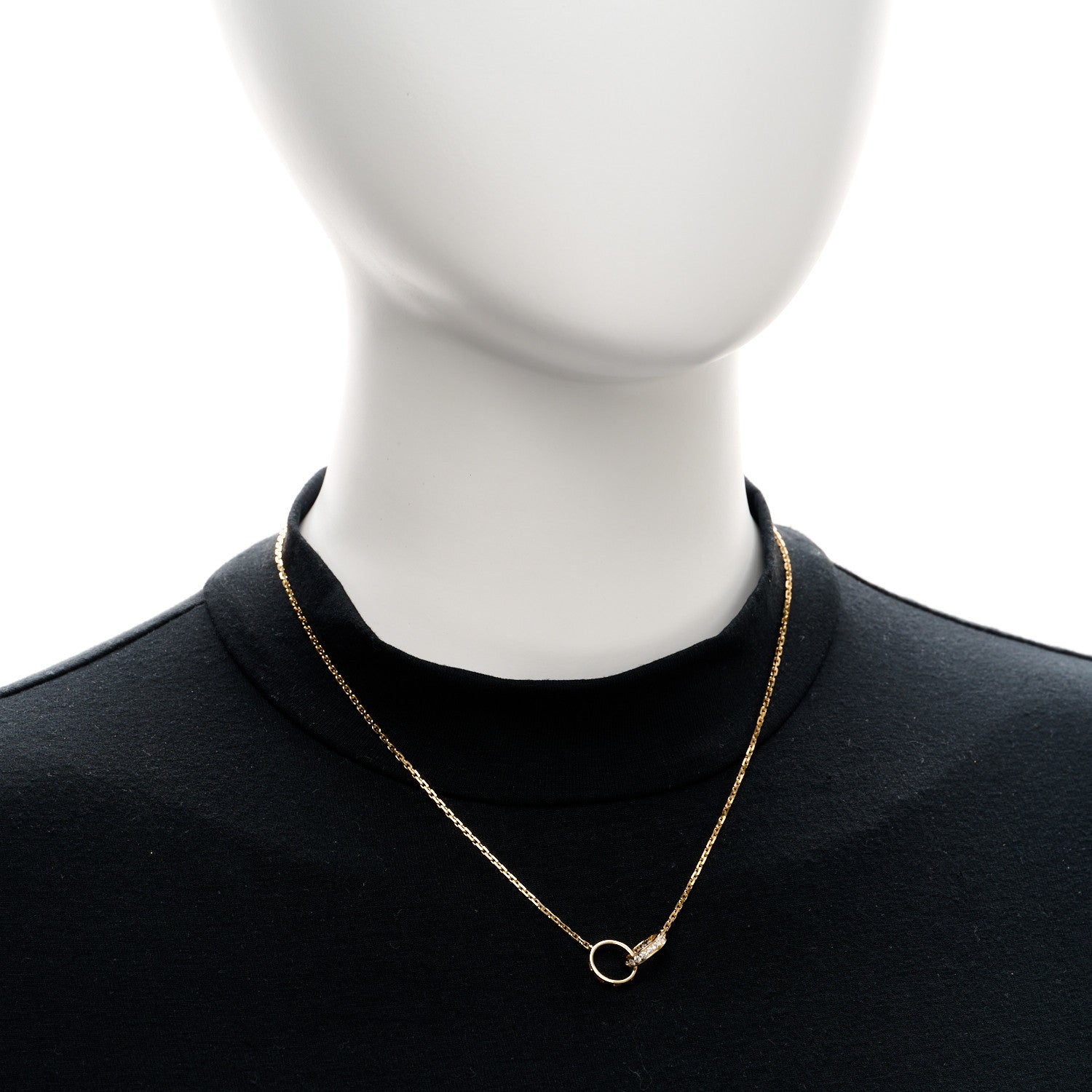 Cartier 18K Yellow Gold Diamond Interlocking LOVE Necklace 2 of 4