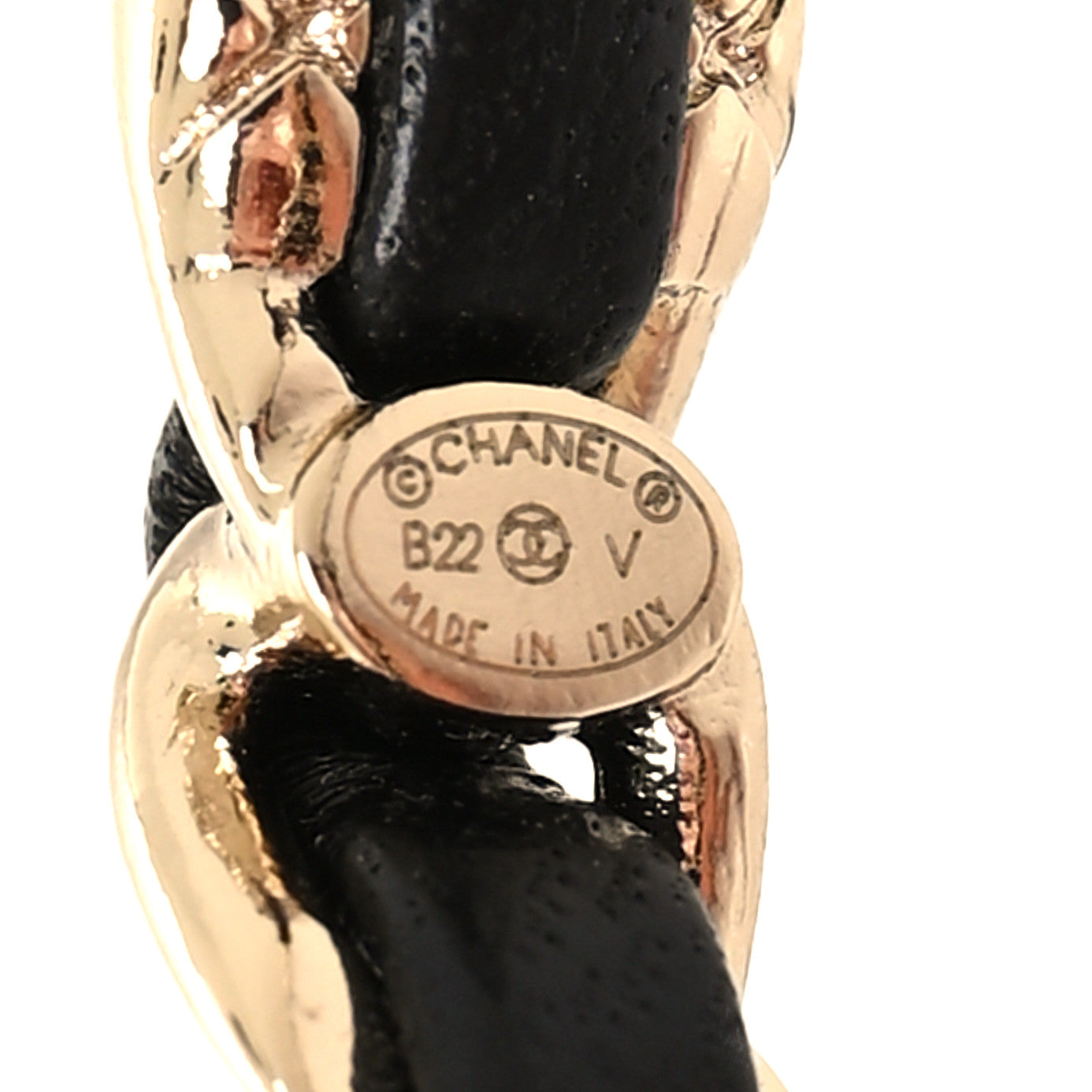 Chanel Lambskin CC Turnlock Chain Hoop Earrings Gold Black 4 of 5