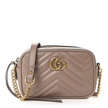 Gucci Calfskin Matelasse Mini GG Marmont Chain Shoulder Bag Porcelain Rose 1 of 11