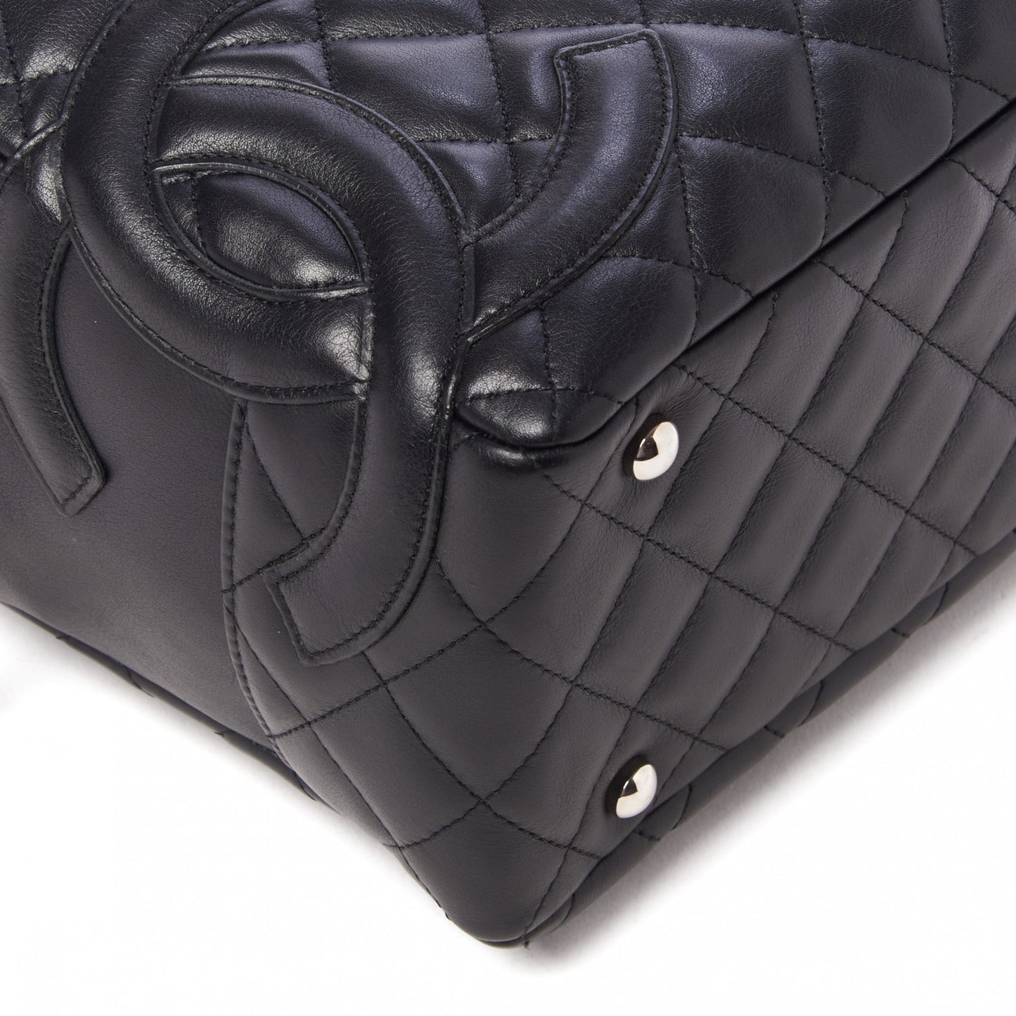 Calfskin Quilted Large Cambon Bowler Black