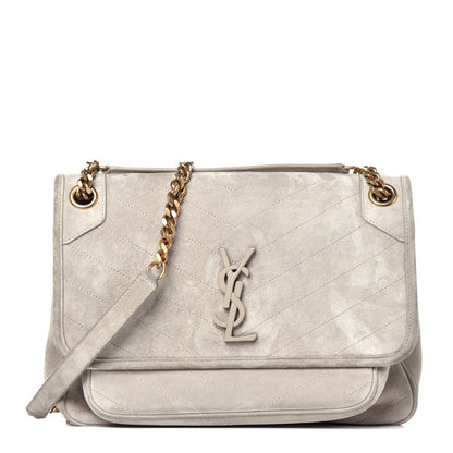 Saint Laurent Suede Monogram Medium Niki Chain Satchel Light Beige 1 of 9