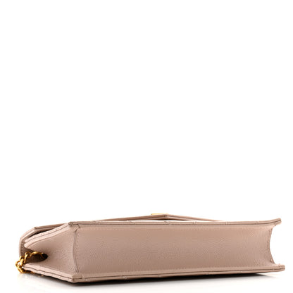 Saint Laurent Grain De Poudre Matelasse Chevron Monogram Envelope Chain Wallet Pale Pink 4 of 11
