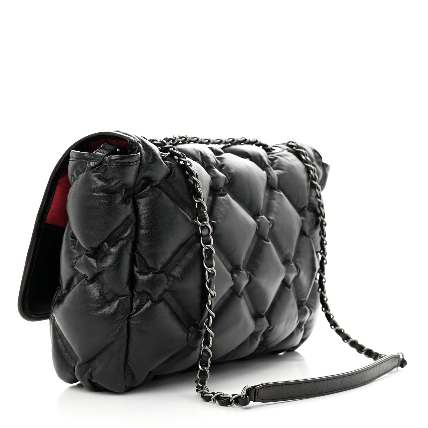Calfskin Quilted Large Chesterfield Flap Black
