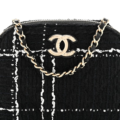 Chanel Tweed Quilted Mini Clutch With Chain Black White 21 of 31